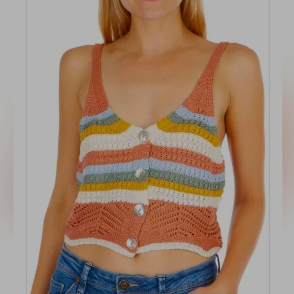 Jolie & Joy Crop Crochet knit Top Plus Size 1X